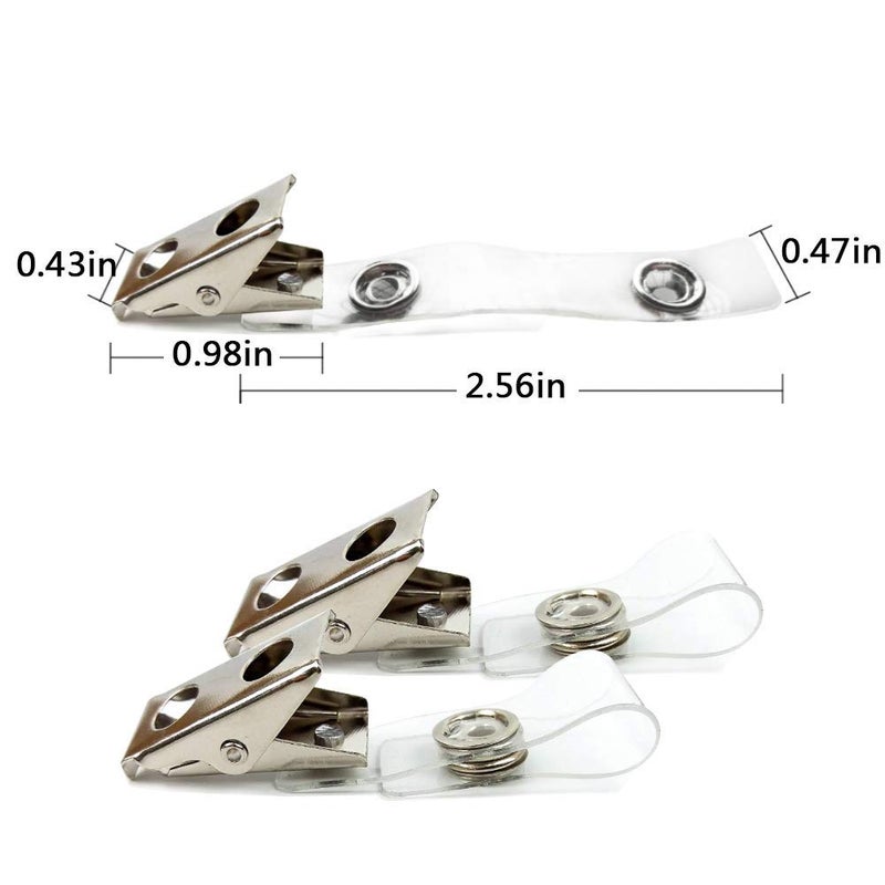 DE 50Pcs Metal Badge Clips with Clear PCV Straps,ID Strap Clip Adapter ID Badge Clips - Image 3
